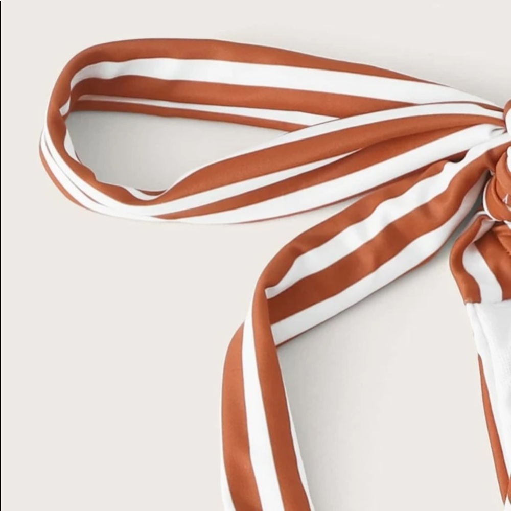 !!SOLD!! Striped One Piece Swim W/ Bow Shoulder - Picture 3 of 6